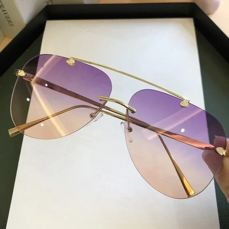 UV-Protective Rimless Aviator Sunglasses