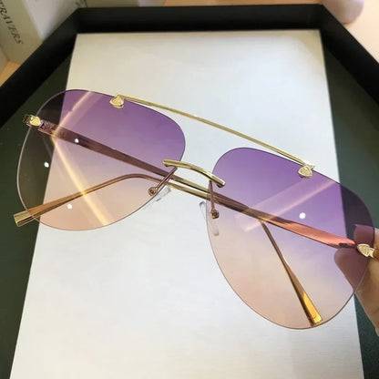 UV-Protective Rimless Aviator Sunglasses