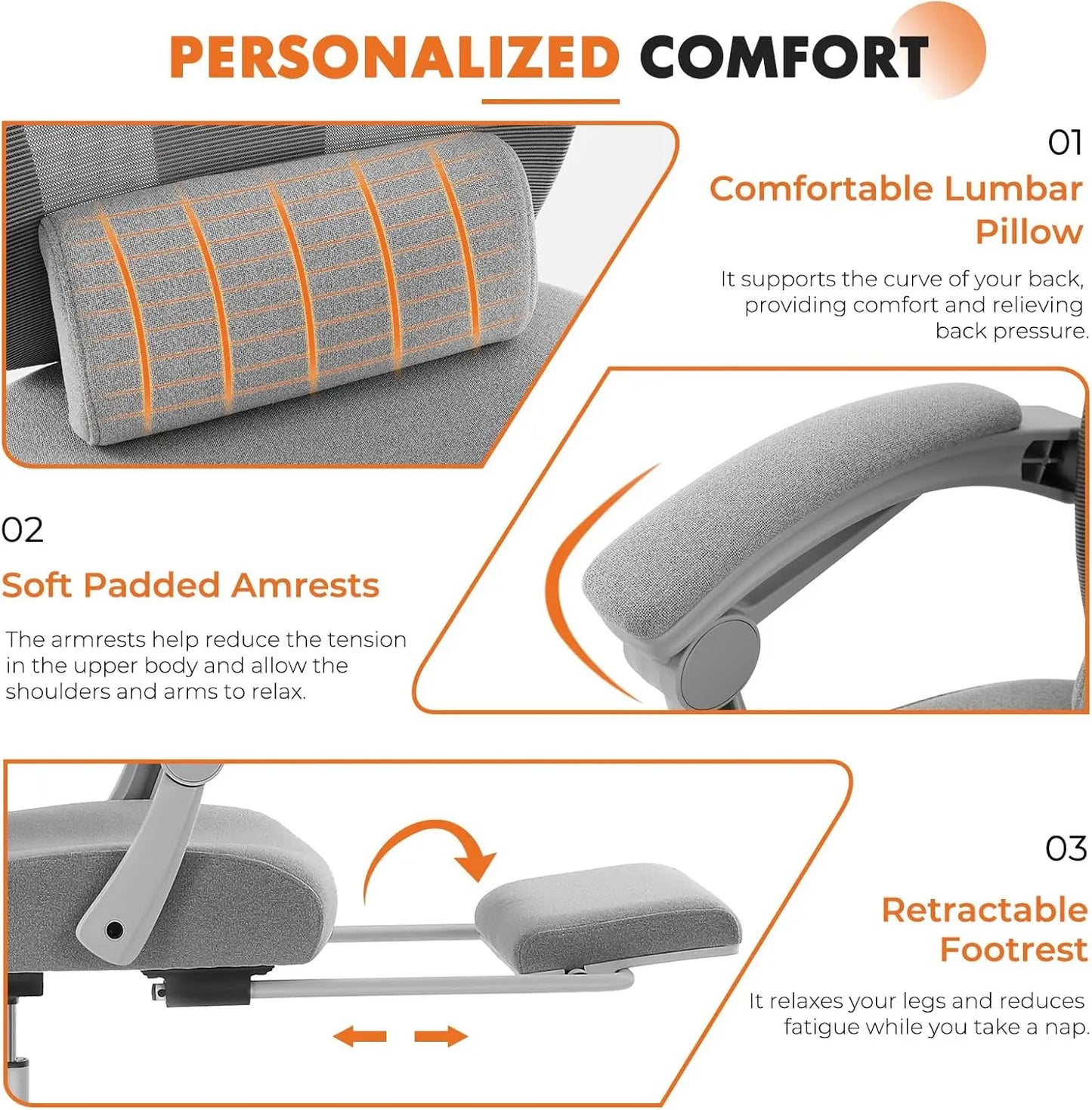 Light Grey Footrest Office Chair