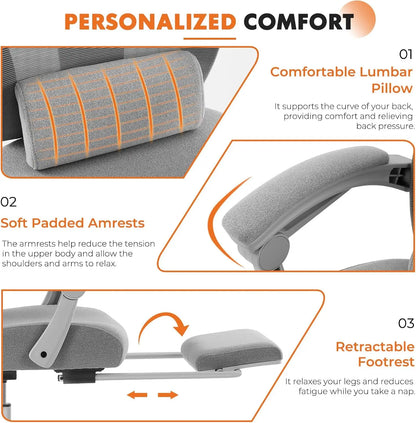 Light Grey Footrest Office Chair