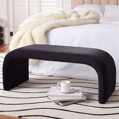 Shearling-Style Wood Bench