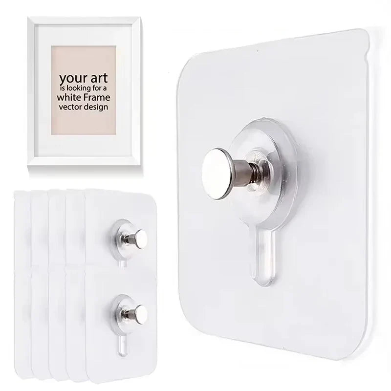 Adhesive Wall Hooks 10-Pack, No-Drill Waterproof