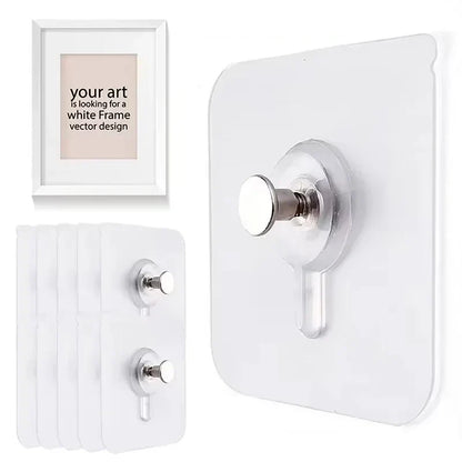 Adhesive Wall Hooks 10-Pack, No-Drill Waterproof
