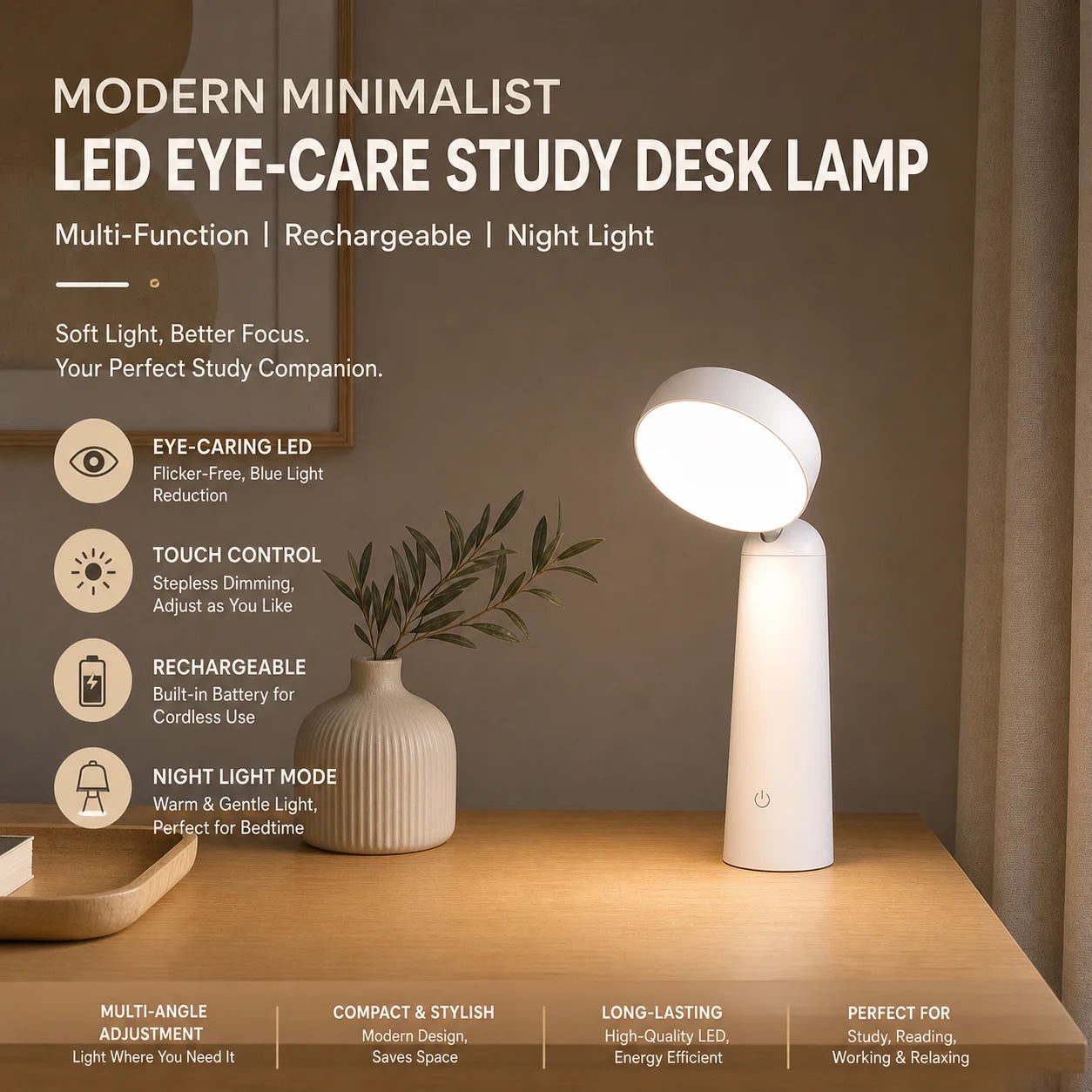 Round Head Touch Desk Lamp