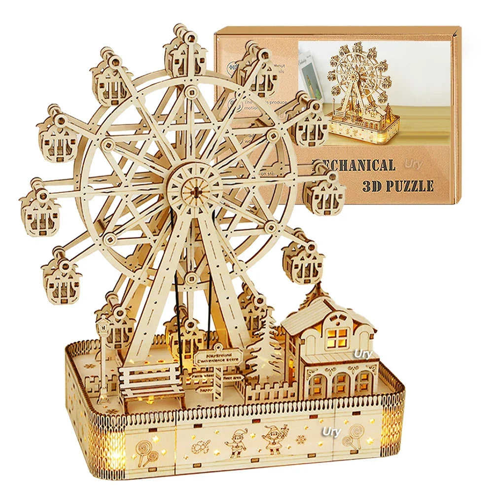 3D Wooden Ferris Wheel Puzzle Kit