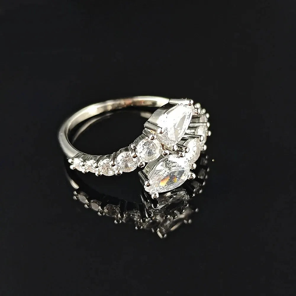 Sparkling CZ Cocktail Ring, Adjustable Fit