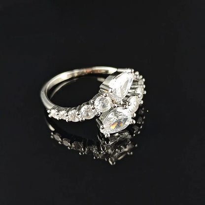 Sparkling CZ Cocktail Ring, Adjustable Fit