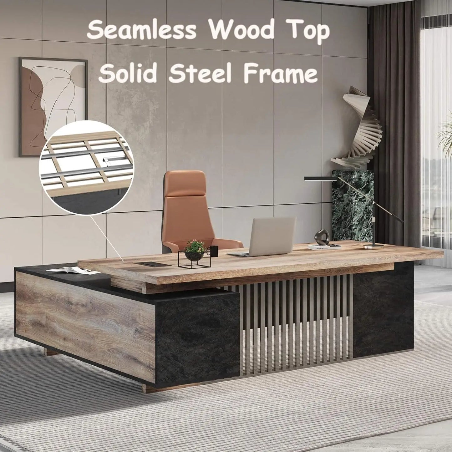 The Sovereign Grand Executive Office Desk with Integrated Storage Cabinet