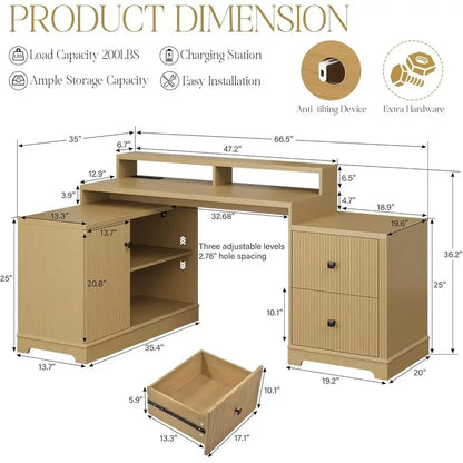 Corner Executive Desk with Monitor Stand