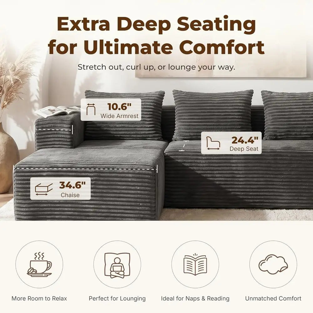 Marlow Deep-Seat Corduroy Sofa