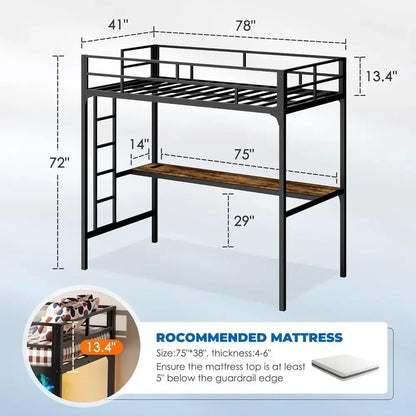 Twin Loft Bed with Desk
