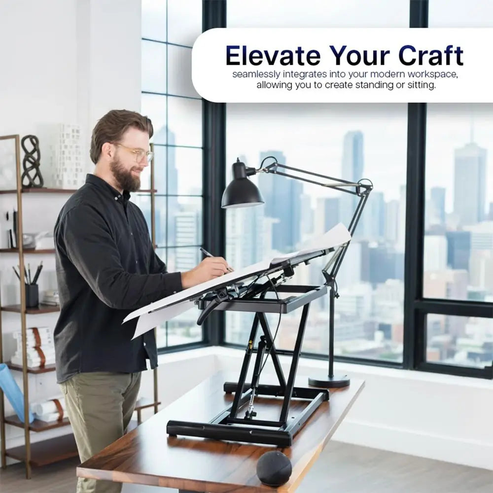 Adjustable Standing Desk Riser with Tilting Work Surface