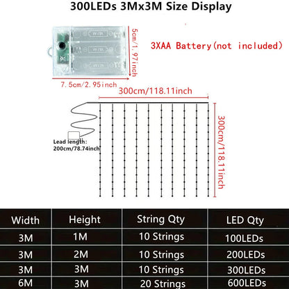 Battery LED Curtain Lights | Warm Fairy Window Garland