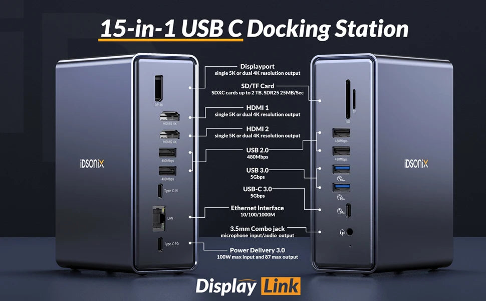 iDsonix 15-in-1 Docking Station