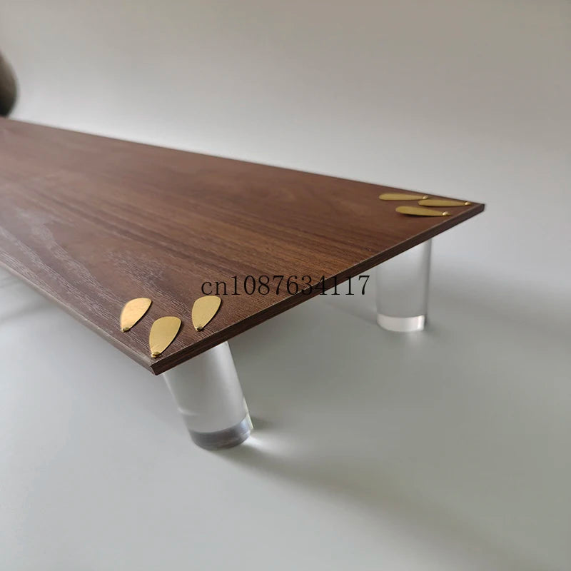 Modern Walnut Monitor Stand with Acrylic Legs