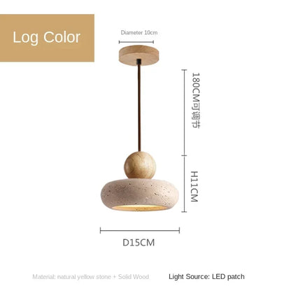 Stone & Wood Pendant for Warm Ambient Glow