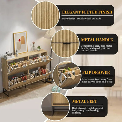 Narrow 4-Door Shoe Rack Cabinet