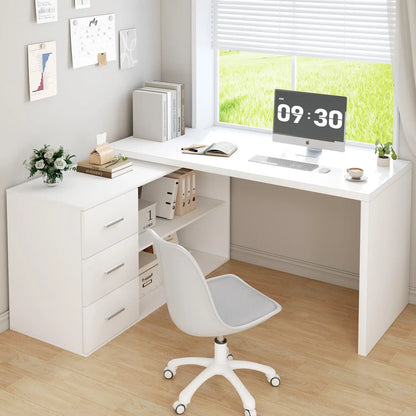 Rustic L-Shape Reversible Office Desk