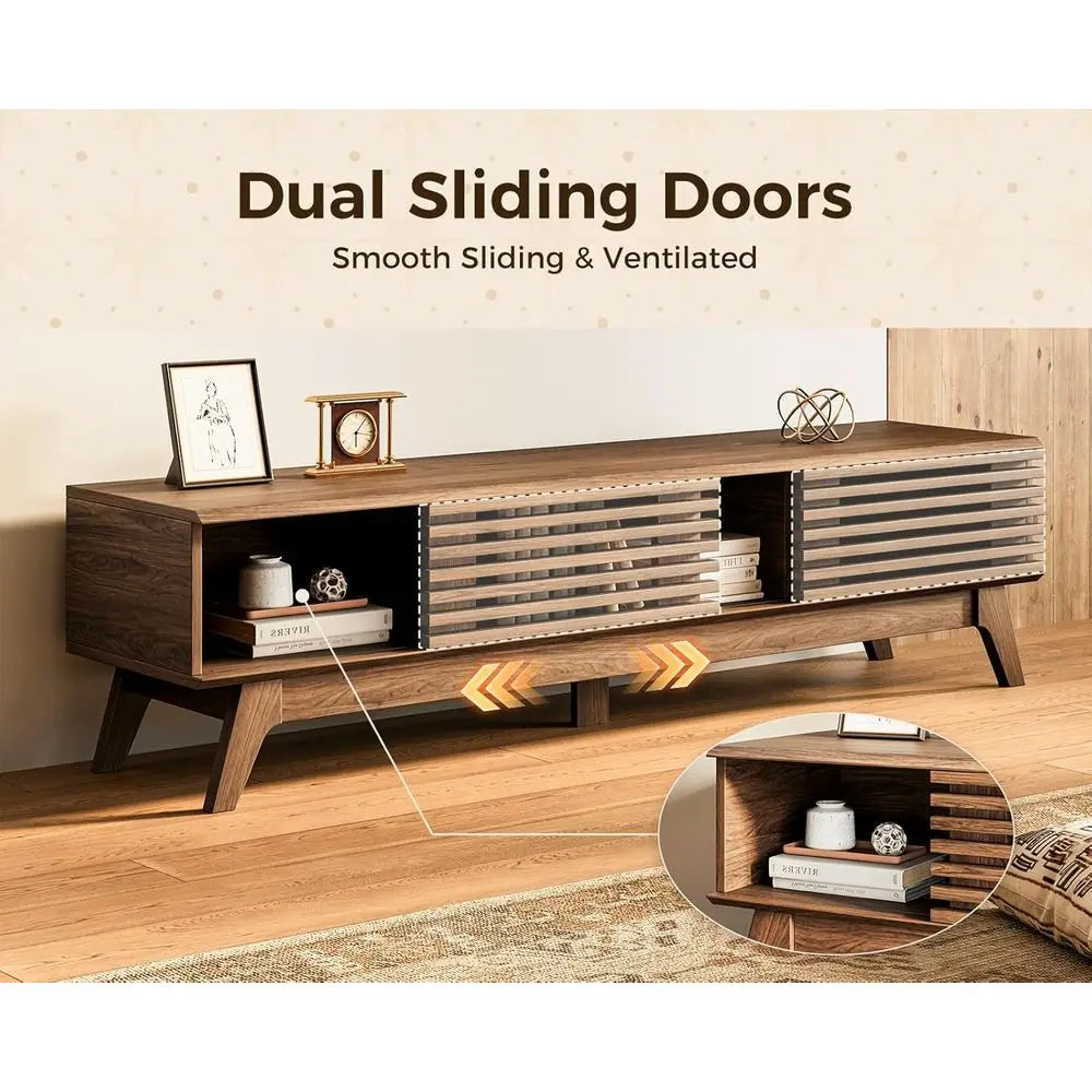 Walnut Sliding-Door Entertainment Center