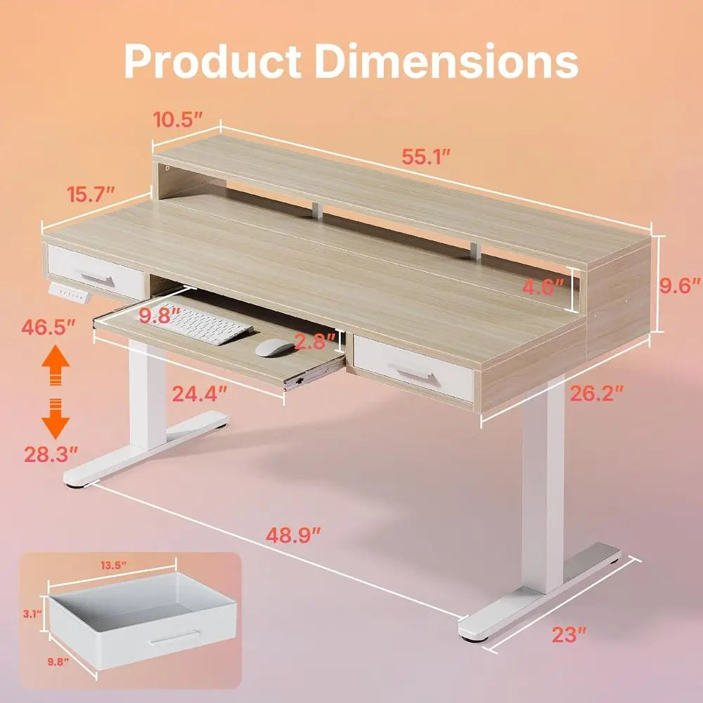 Dual Desk with C-Clamp Keyboard Tray