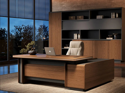 Designer Italian Solid Wood Executive L-Shaped Desk
