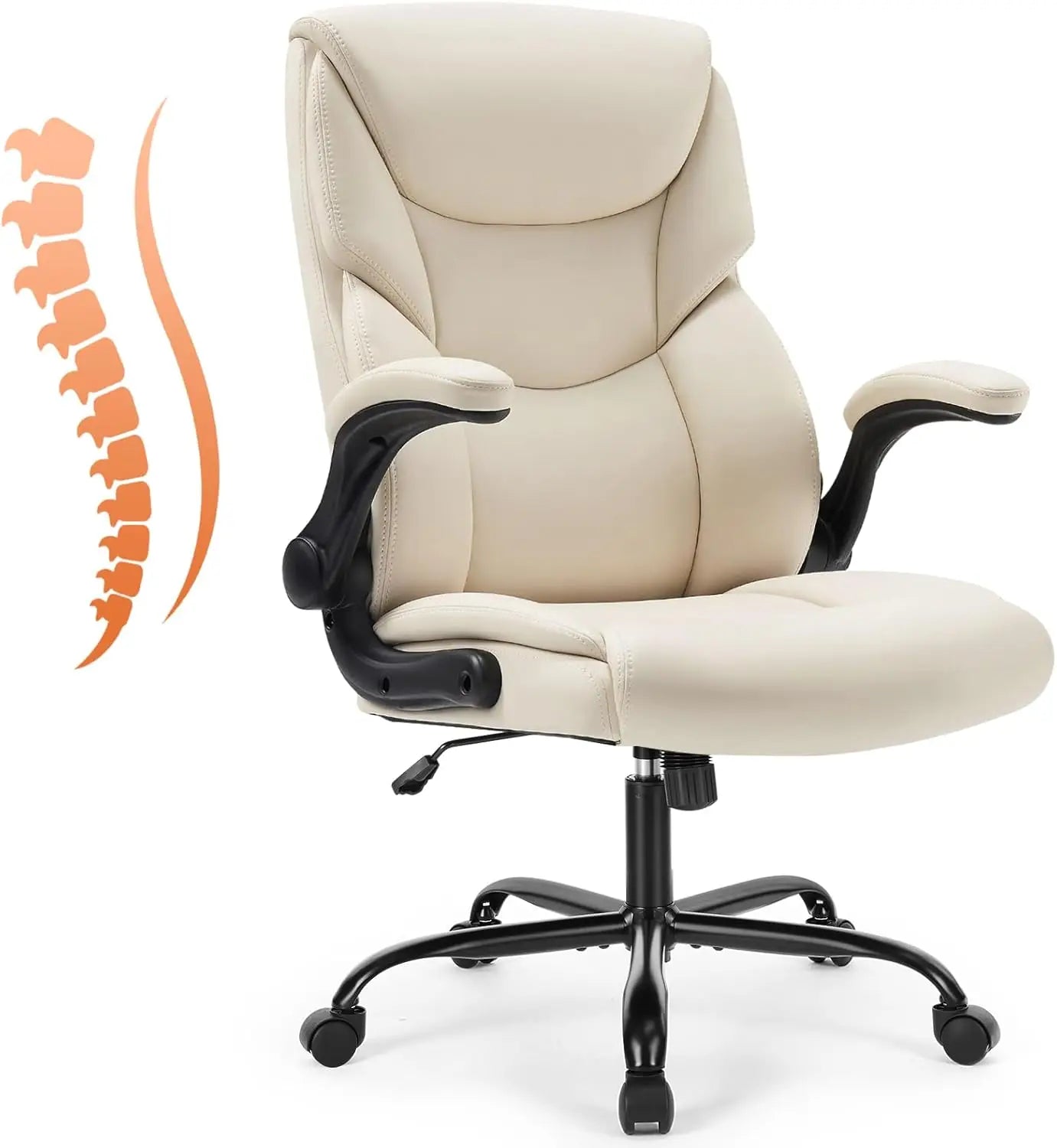 Beige PU Leather Task Chair