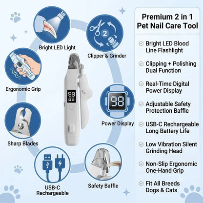 2-in-1 LED Pet Nail Clipper & Grinder