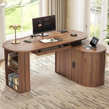 Modern Fluted Executive L-Desk