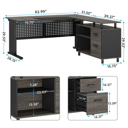 Parkview L-Shaped Executive Desk with Storage Cabinet & File Drawer