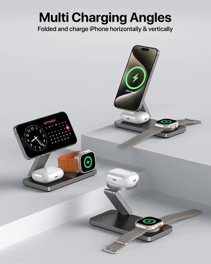 FoldCharge Pro 3-in-1 Magnetic Wireless Charging Station