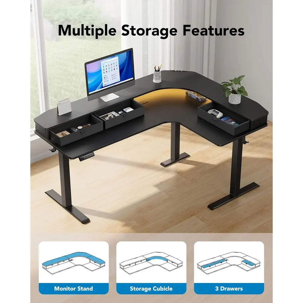 L-Shaped Electric Standing Desk