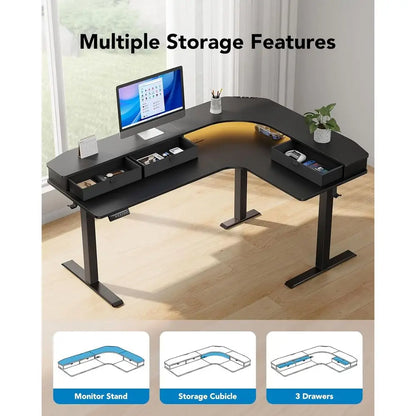 L-Shaped Electric Standing Desk