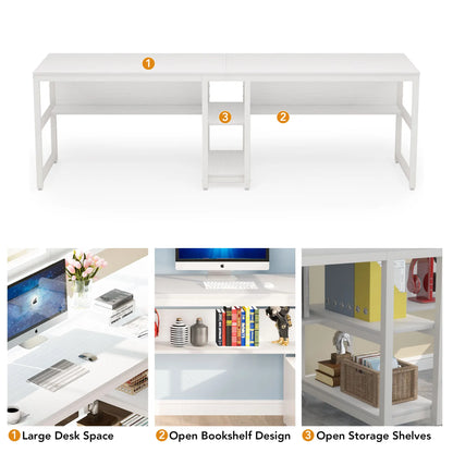 Two-Person Desk with Bookshelf