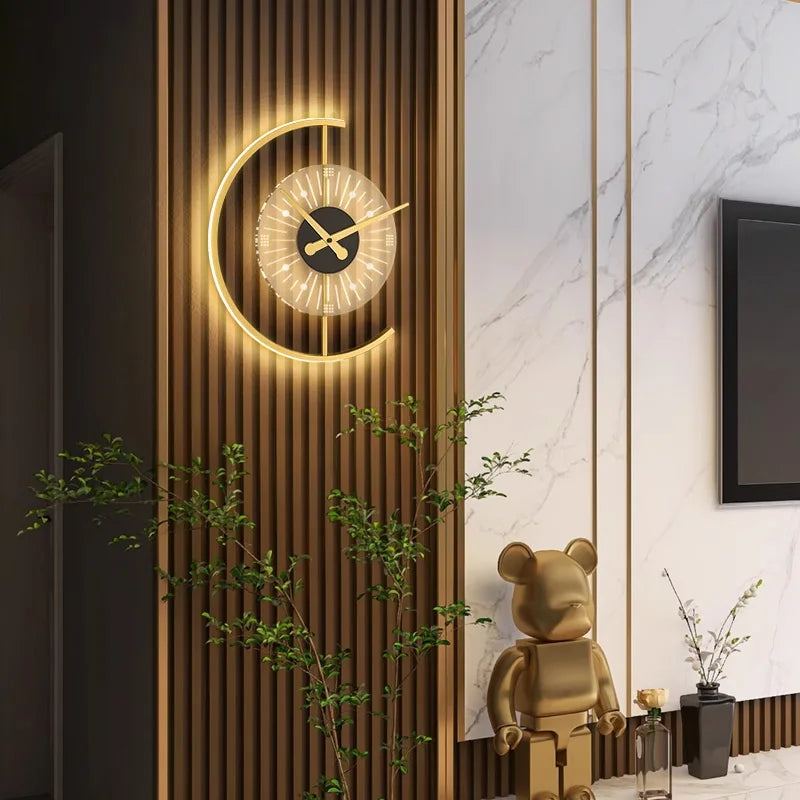 Lunaris Gold LED Wall Clock & Lamp