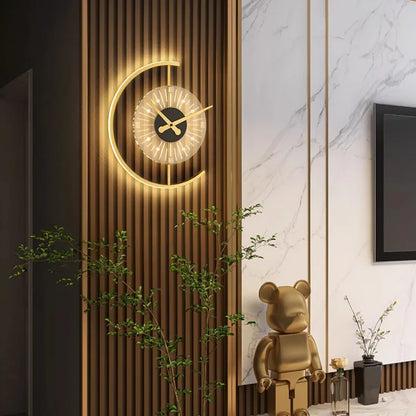 Lunaris Gold LED Wall Clock & Lamp