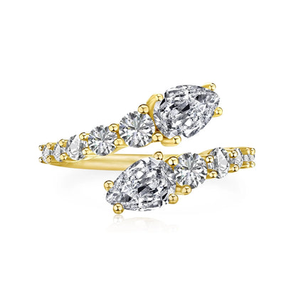 Sparkling CZ Cocktail Ring, Adjustable Fit