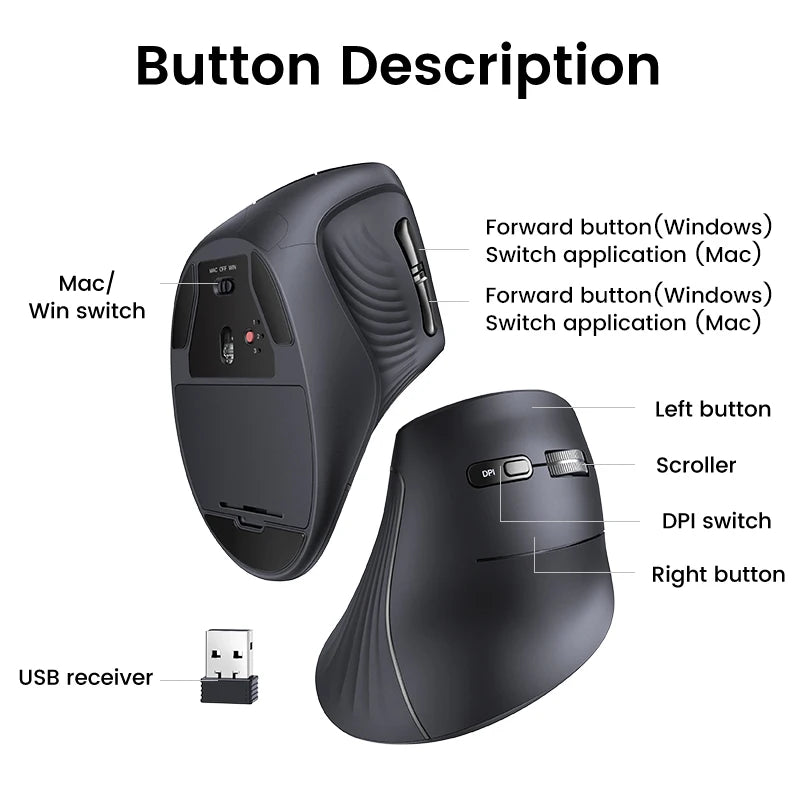 Vertical Ergonomic Wireless Mouse