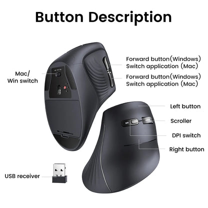 Vertical Ergonomic Wireless Mouse