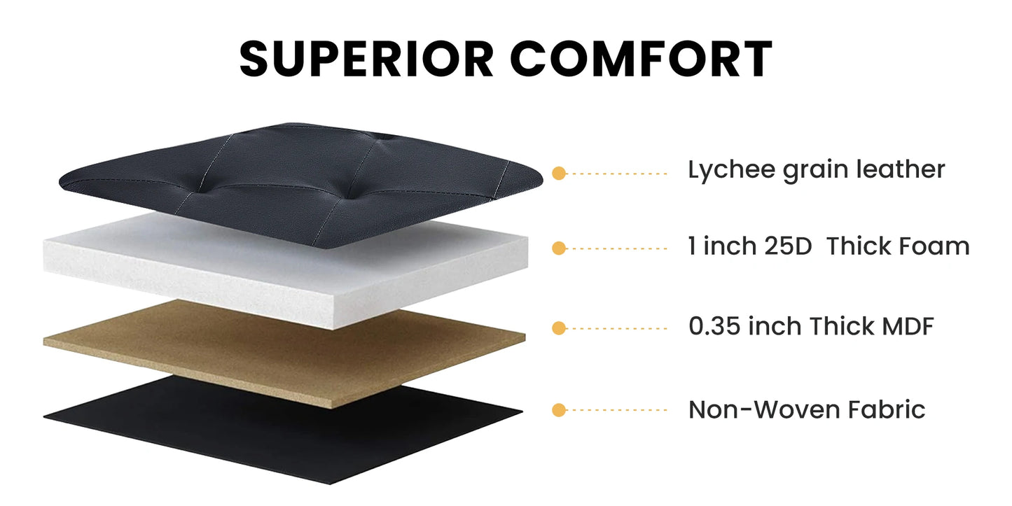 Leather Folding Storage Ottoman