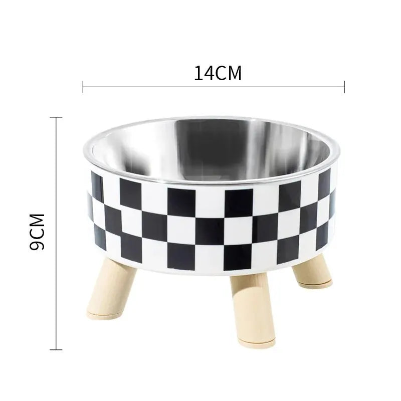 Tall Polka-Dot Cat & Dog Bowl, Anti-Overturn