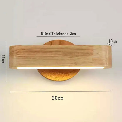 Rotating Japanese Wood Wall Lamp