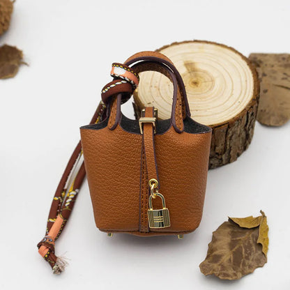 Basket Bag Charm Keychain Accessory