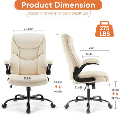 Beige PU Leather Task Chair