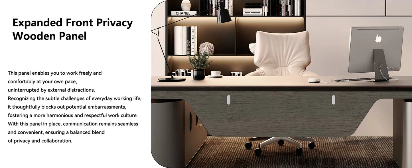 The Vanguard Executive L-Shaped Office Suite with Storage Cabinet & Privacy Panel