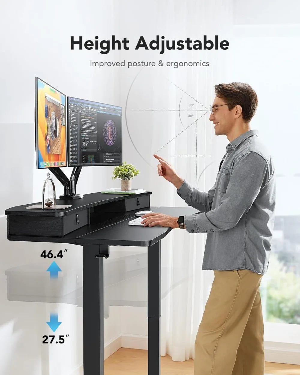 Ergove Standing Desk with Drawers