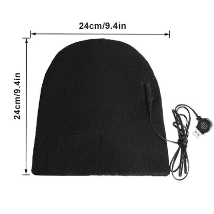 USB Heated Beanie | 3 Heat Levels, Washable Knit Hat