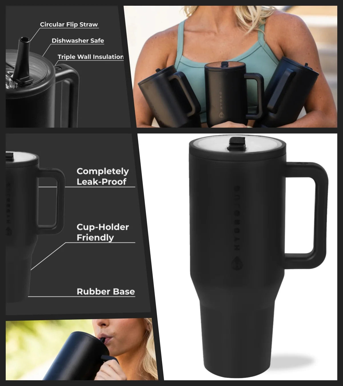 Insulated Tumbler with Flip Straw