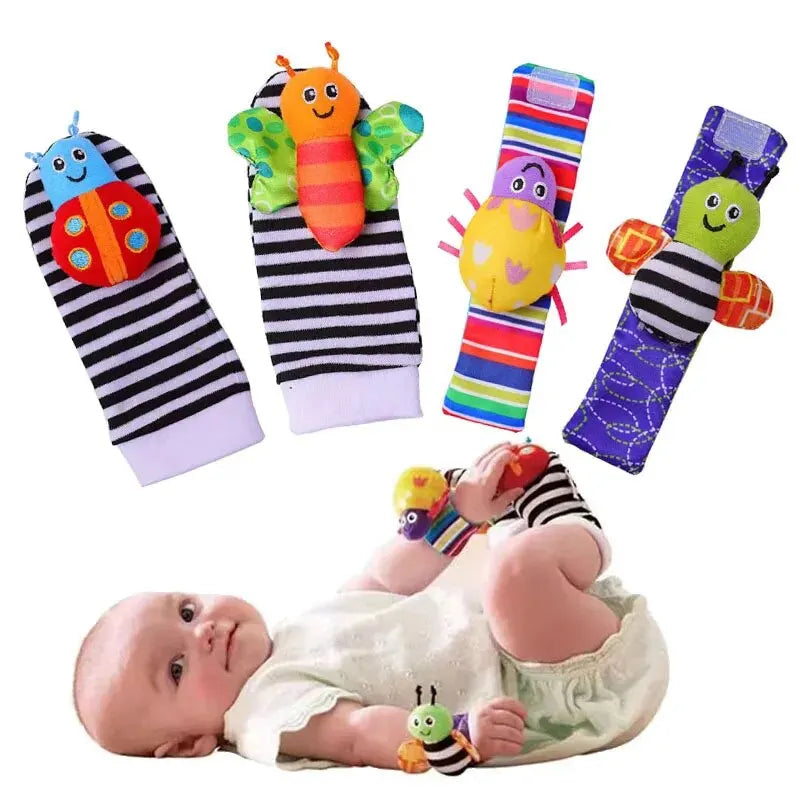 4-Pc Baby Rattle & Sensory Sock Set