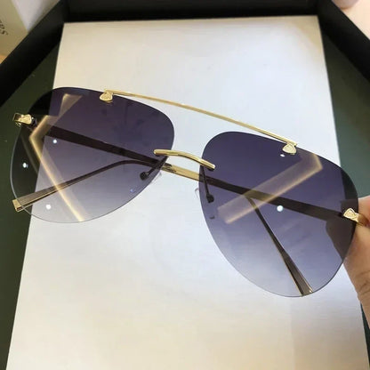 UV-Protective Rimless Aviator Sunglasses