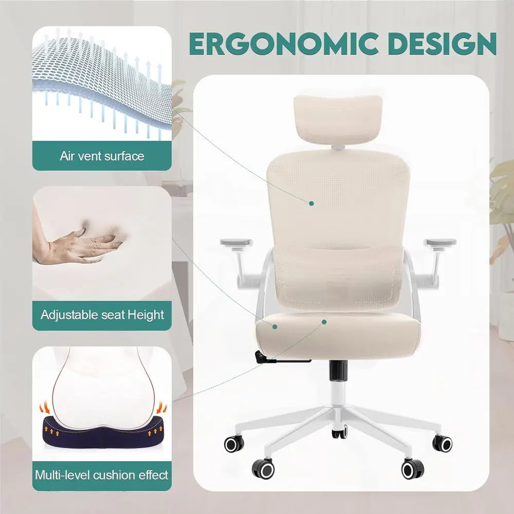 Mesh Office Chair with Flip-Up Arms